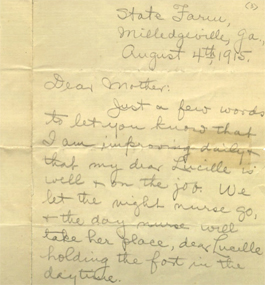 Detail of a letter Leo Frank wrote to his mother from prison on Aug. 4, 1915.